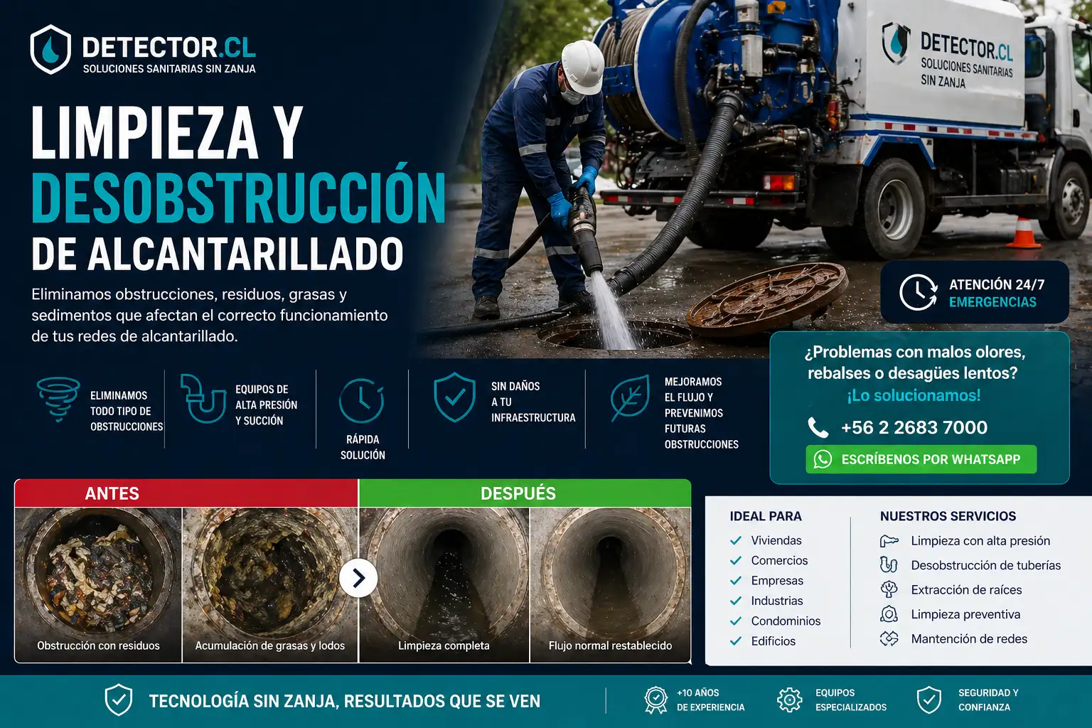Hidrojetting de alcantarillado